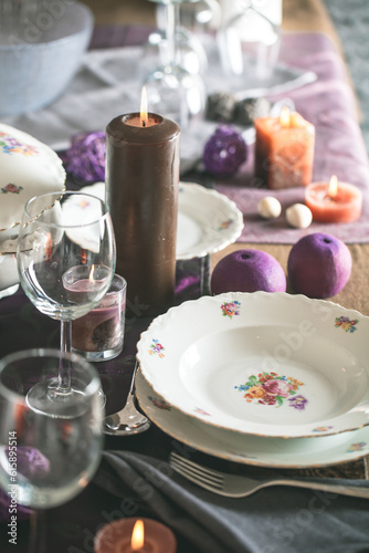 Table setting for dinner. Elegant place setting for restaurant