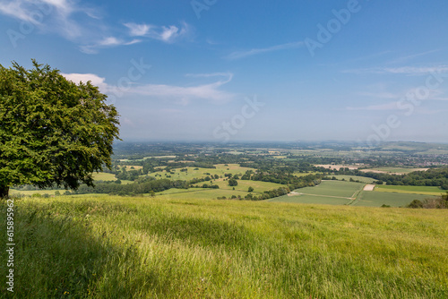 A rural West Sussex view from Chanctonbury Ring  on a sunny June day