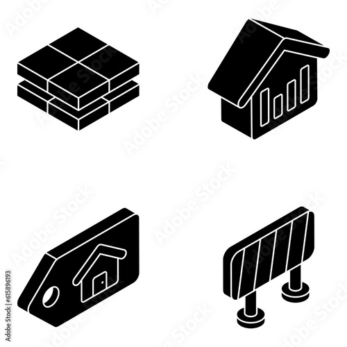 Pack of Estate and Building Solid Icons 