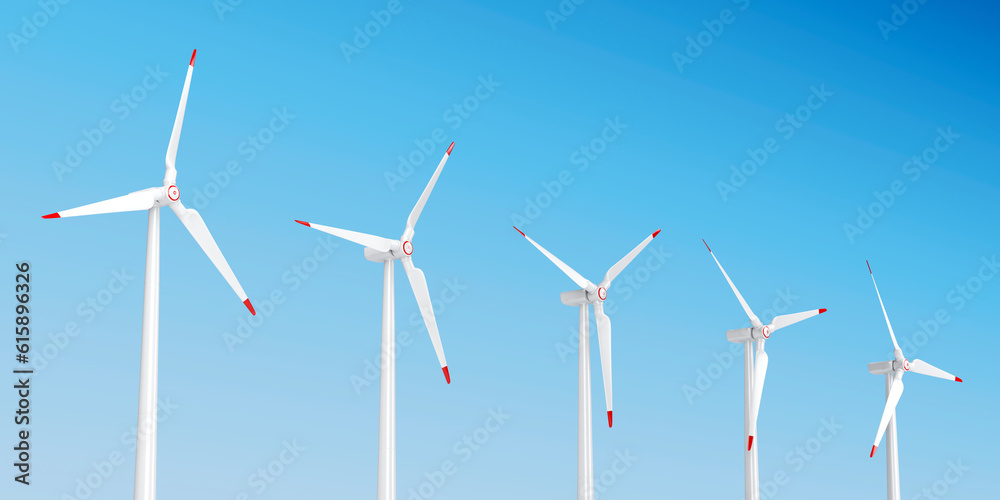 Group of wind turbines generating electricity Group of wind turbines generating electricity
