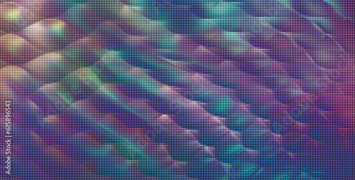 Vector warped lines colorful background. Modern abstract creative backdrop with multicolor variable width stripes. Wavy stripes optical illusion. Moire waves.
