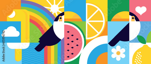 Summer. Vector illustration concept for website design, background, advertising, social media banner, travel and holiday ads, sale promotion, poster, summer card, marketing material.