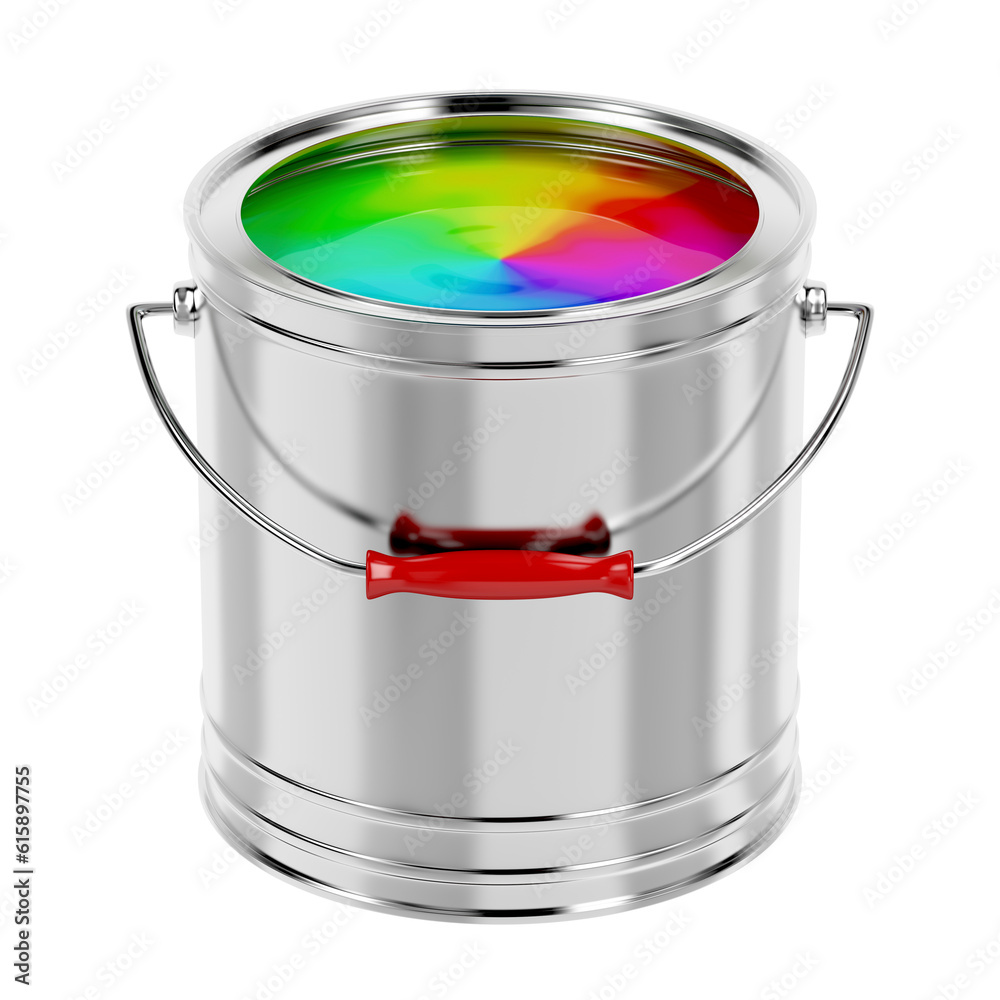Canister with multicolor paint isolated on white background Canister with multicolor paint isolated on white background