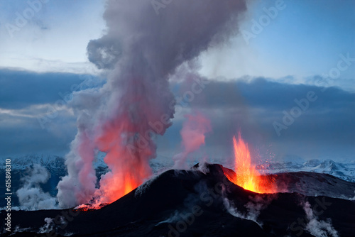 Volcano eruption in Eyjafjallajokull in Iceland