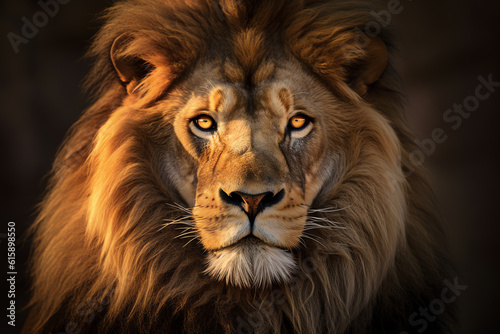 Beautiful lion portrait, AI generated