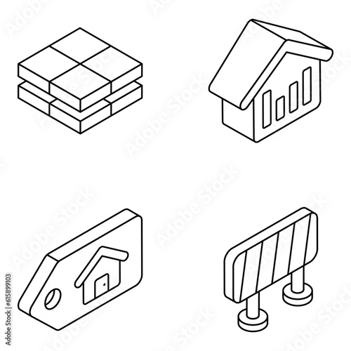 Pack of Estate and Building Linear Icons