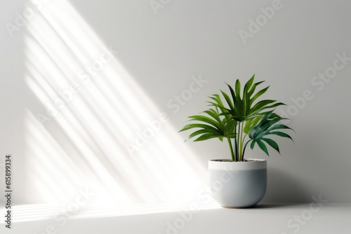 Houseplant on white wall background created with Generative AI technology