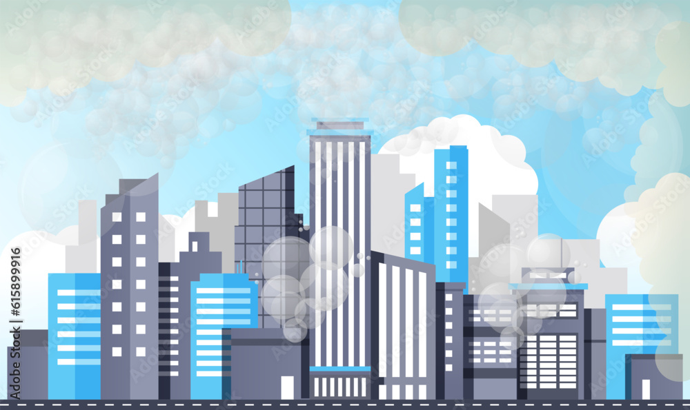 Urban City Pollution - Smog - Illustration