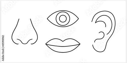 Doodle part face of people isolated. Hand drawn clipart. Sketch vector stock illustration. EPS 10