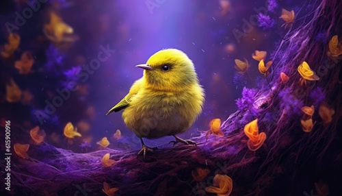 Beautiful yellow and violet bird photo