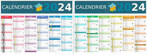 Calendrier 2024 12 mois au format 320 x 420 mm recto verso entièrement modifiable via calques et texte sans serif 