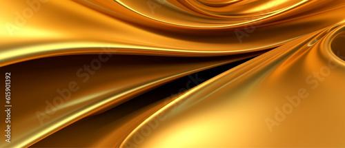 golden wavy abstract background, generative ai