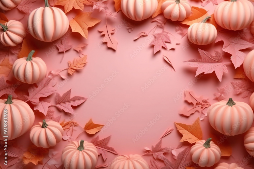Fototapeta premium pumpkin border frame, Halloween background with pumpkins. Copy space, Halloween holiday