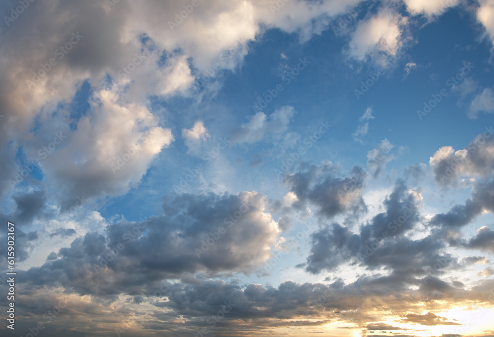 Evening sunset sky with clouds. Good for sky background.