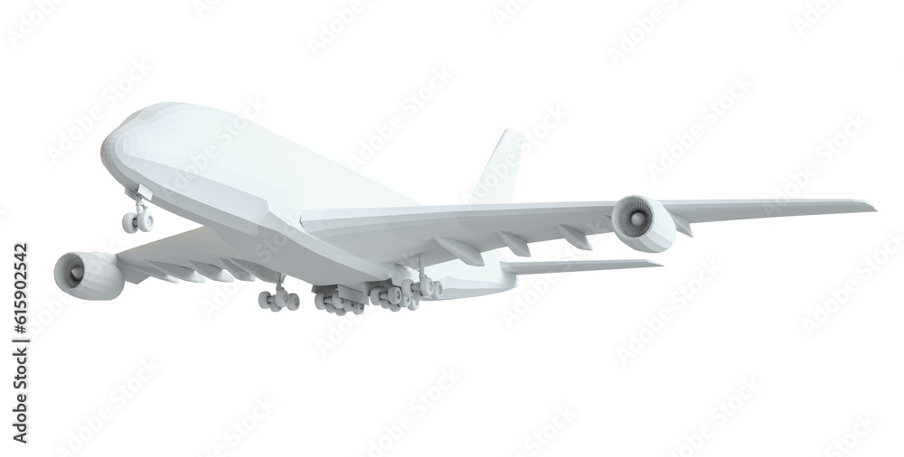 White airplane. Isolated on white background. 3d illustration White airplane. Isolated on white background. 3d illustration