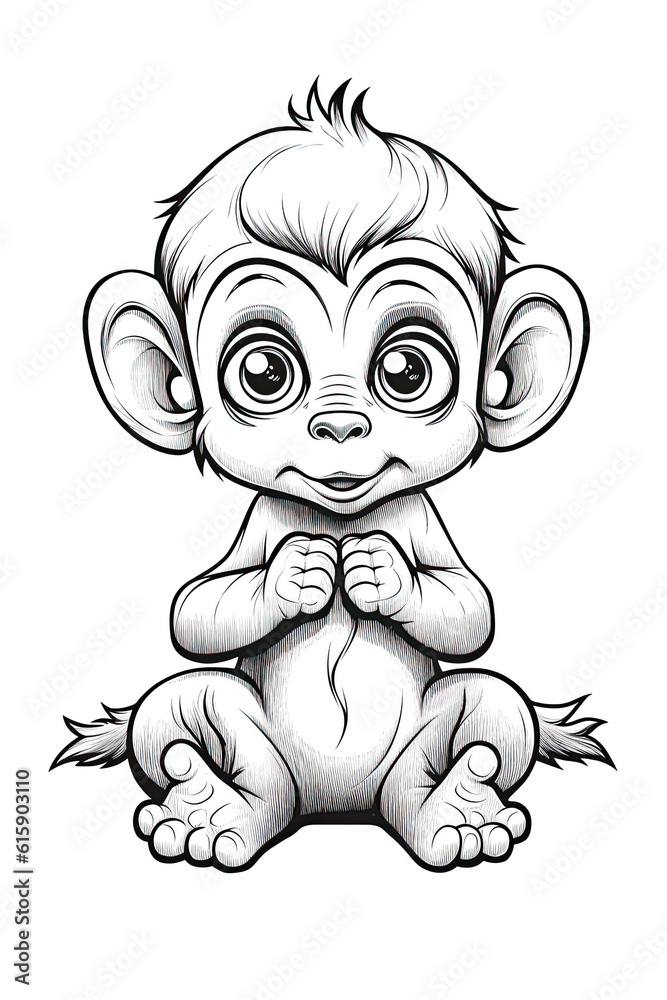 Obraz premium Cute Kawaii Monkey