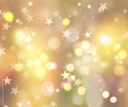 Decorative Christmas background of stars and bokeh lights