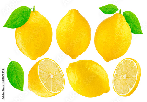Lemons collection isolated on white background with clipping path