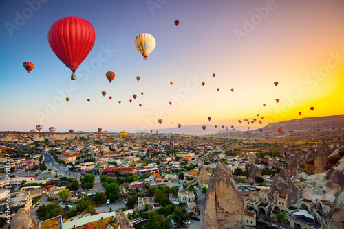 Hot air balloons flying over spectacular Cappadocia © Designpics