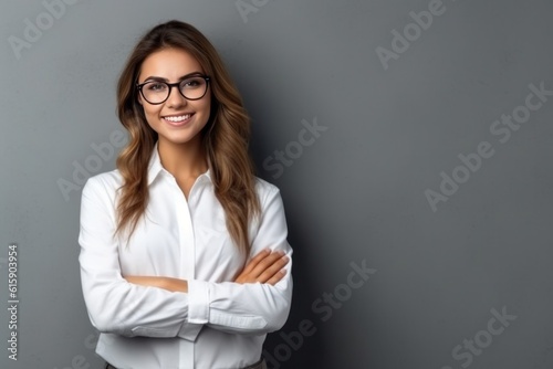 Portrait of smiling businesswoman. Illustration AI Generative.