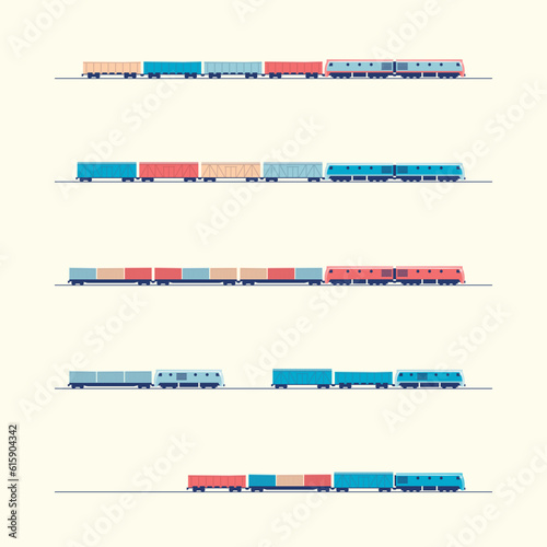 Freight trains. Simple vector drawings or icons