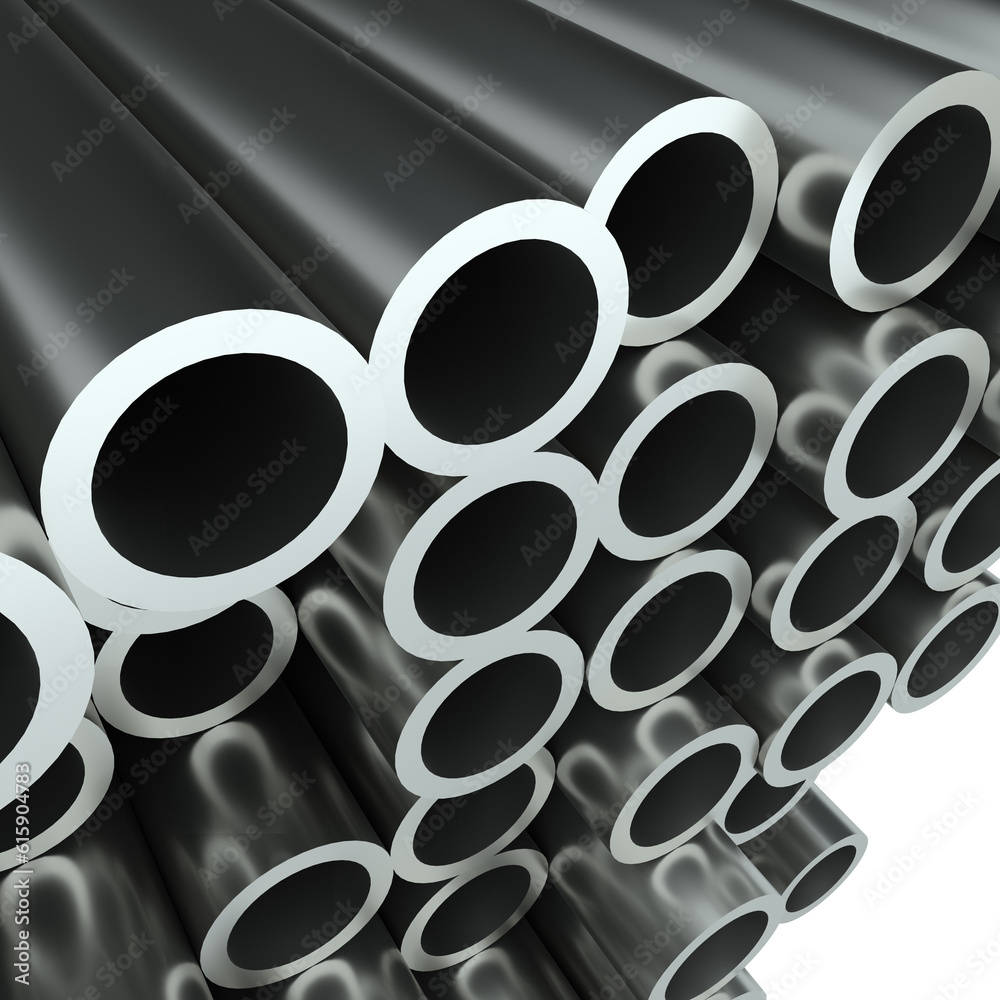 Stack of steel pipes. 3D Illustration. Industrial background Stack of steel pipes. 3D Illustration. Industrial background