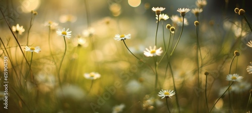 Wild summer field with daisy flowers. Illustration AI Generative. © ArtCookStudio