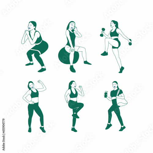 set of woman workuot vector illustration