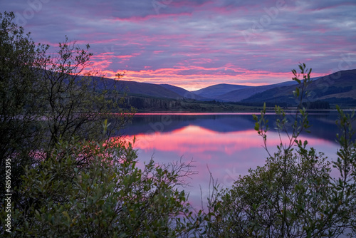 sunset in the mountains galloway forest photo