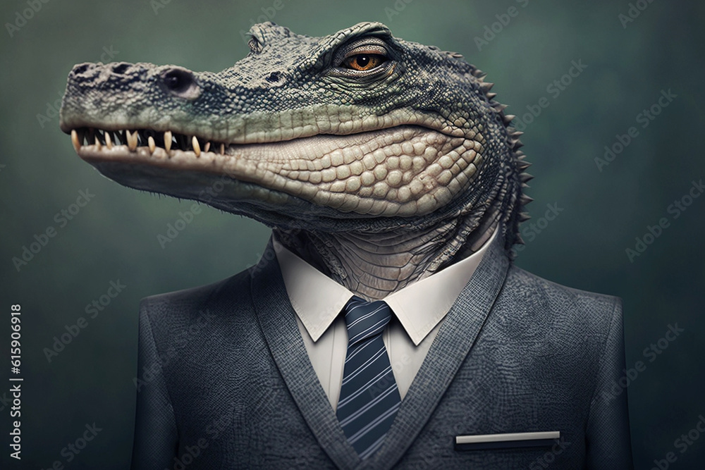 crocodile in business suit. created with generative AI technology