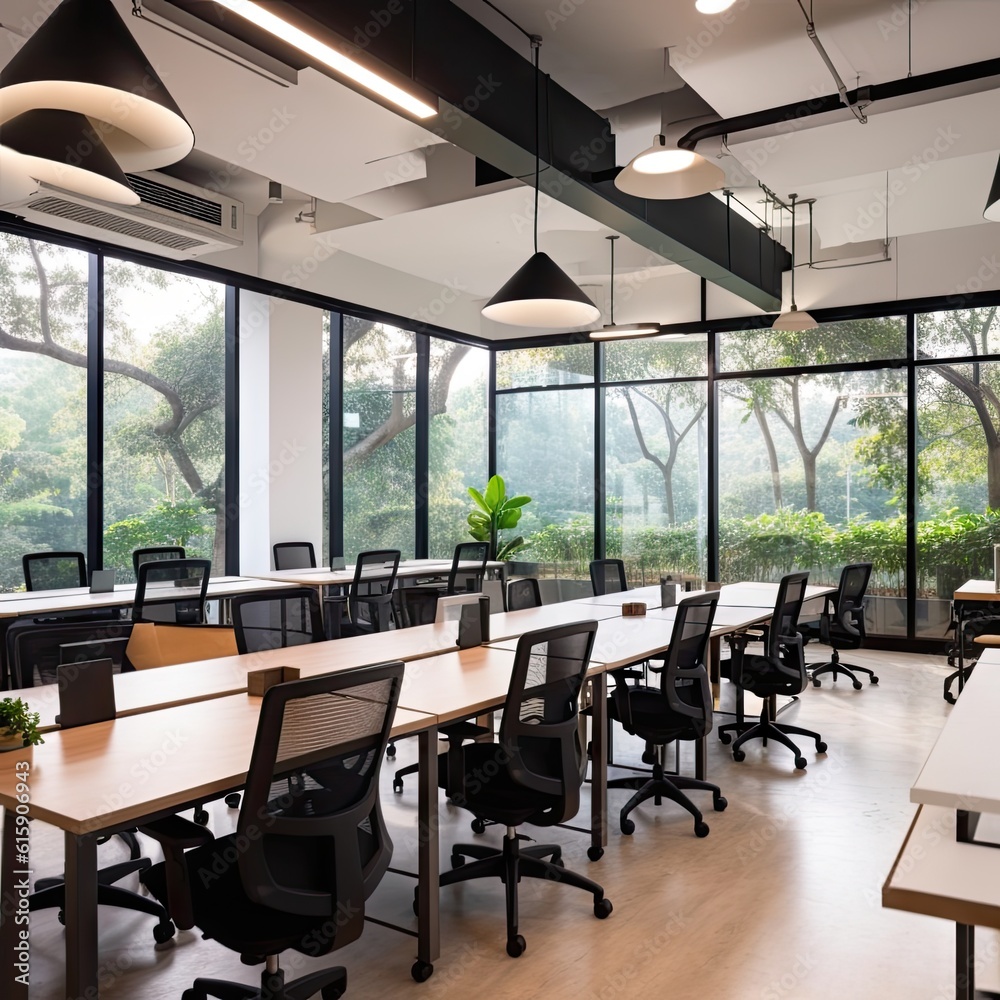 Fototapeta premium Interior conference room with chairs generative ai