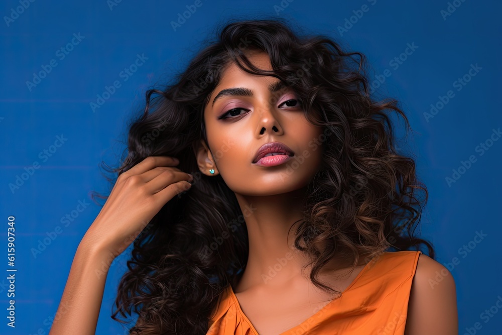 photoshoot of a cosmetic Indian model in studio generative ai 