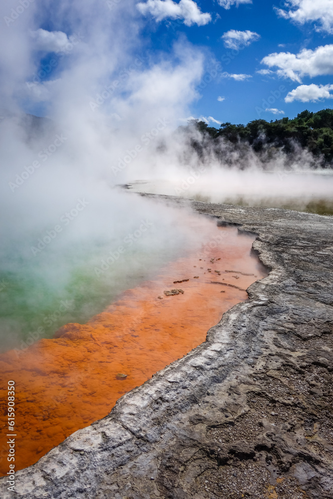 Champagne Pool hot lake in Waiotapu geothermal area, Rotorua, New Zealand
