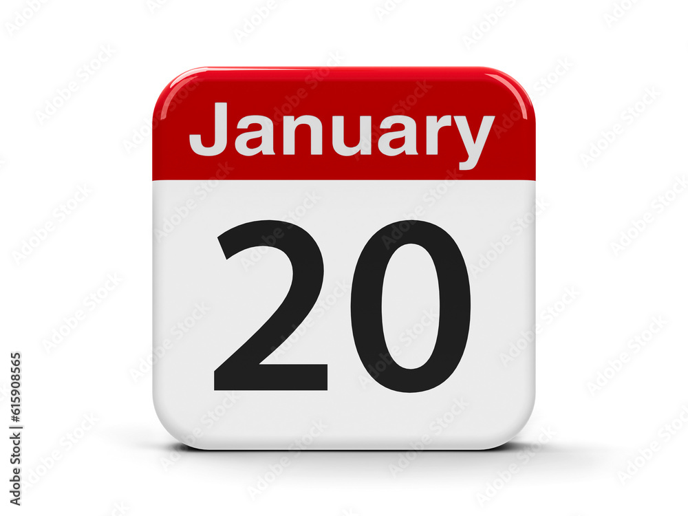 Calendar web button - The Twentieth of January, three-dimensional rendering, 3D illustration Calendar web button - The Twentieth of January, three-dimensional rendering, 3D illustration
