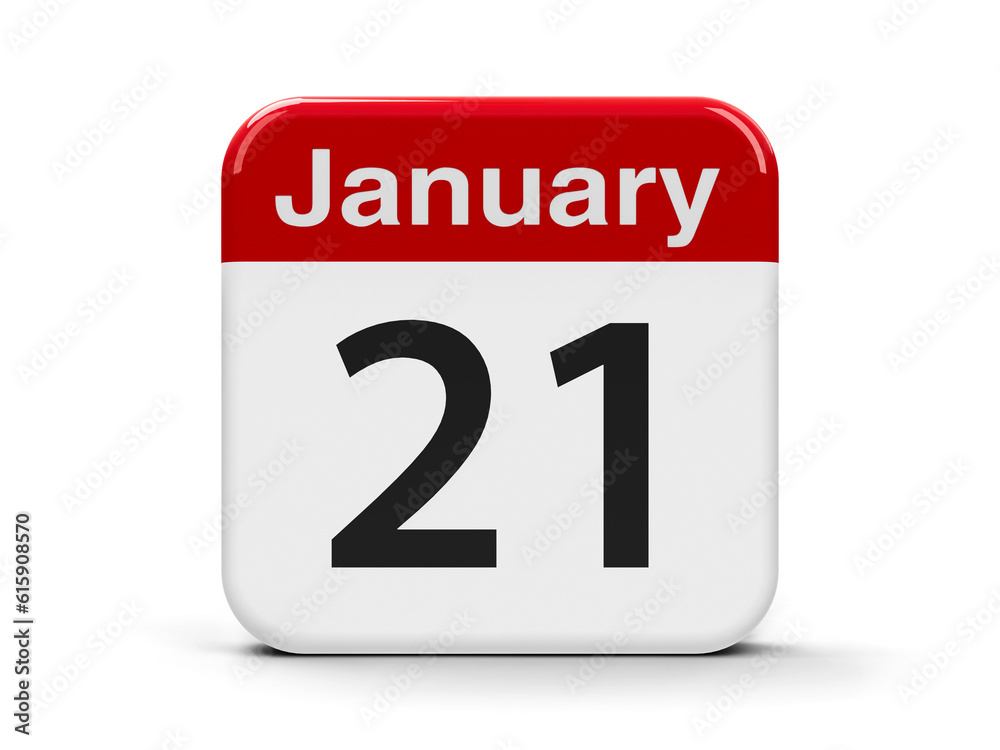 Calendar web button - The Twenty First of January - International Hug Day, three-dimensional rendering, 3D illustration Calendar web button - The Twenty First of January - International Hug Day, three-dimensional rendering, 3D illustration