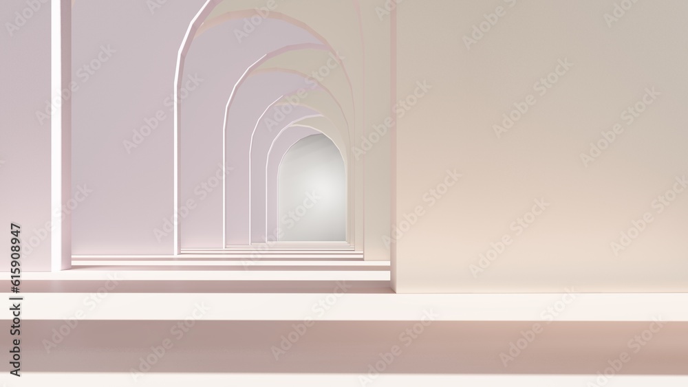 Fototapeta premium Architecture interior background empty arched pass 3d render