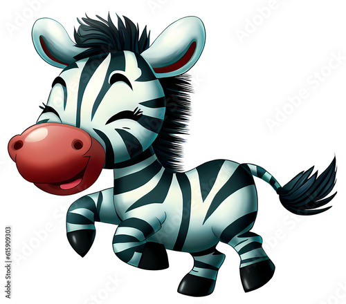 Happy zebra character, shaded cartoon, digital art