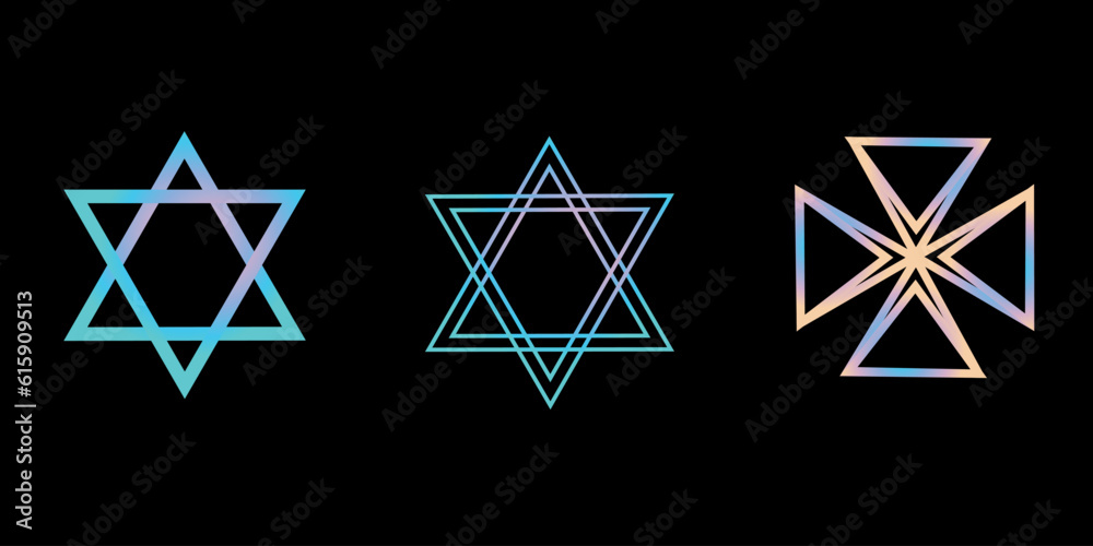 set of stars on black background