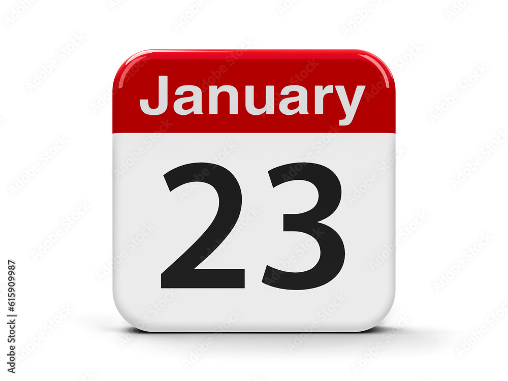 Calendar web button - The Twenty Third of January, three-dimensional rendering, 3D illustration Calendar web button - The Twenty Third of January, three-dimensional rendering, 3D illustration