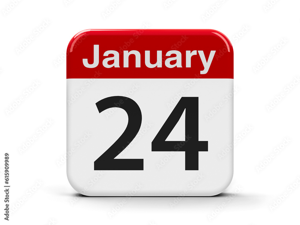 Calendar web button - The Twenty Fourth of January, three-dimensional rendering, 3D illustration Calendar web button - The Twenty Fourth of January, three-dimensional rendering, 3D illustration
