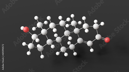 testosterone molecule, molecular structure, sex hormone, ball and stick 3d model, structural chemical formula with colored atoms photo