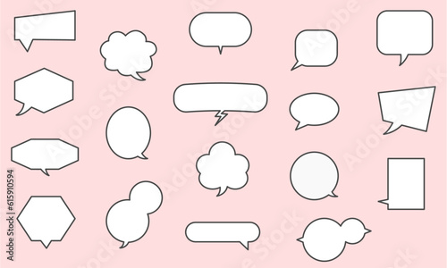 Set of empty speech bubbles. Pop art style, isolated on background.
