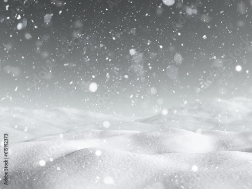 3D render of a Christmas snowy landscape