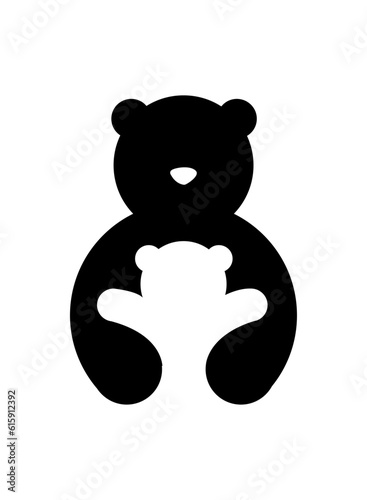 Bear with a bear cub illustration vector logo design 