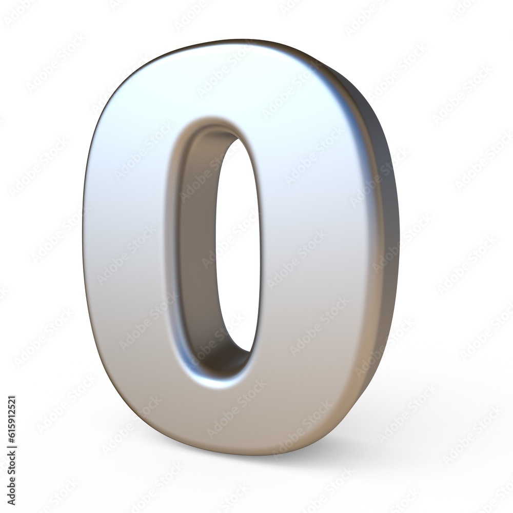 Metal font NUMBER ZERO 0 3D render illustration isolated on white background Metal font NUMBER ZERO 0 3D render illustration isolated on white background