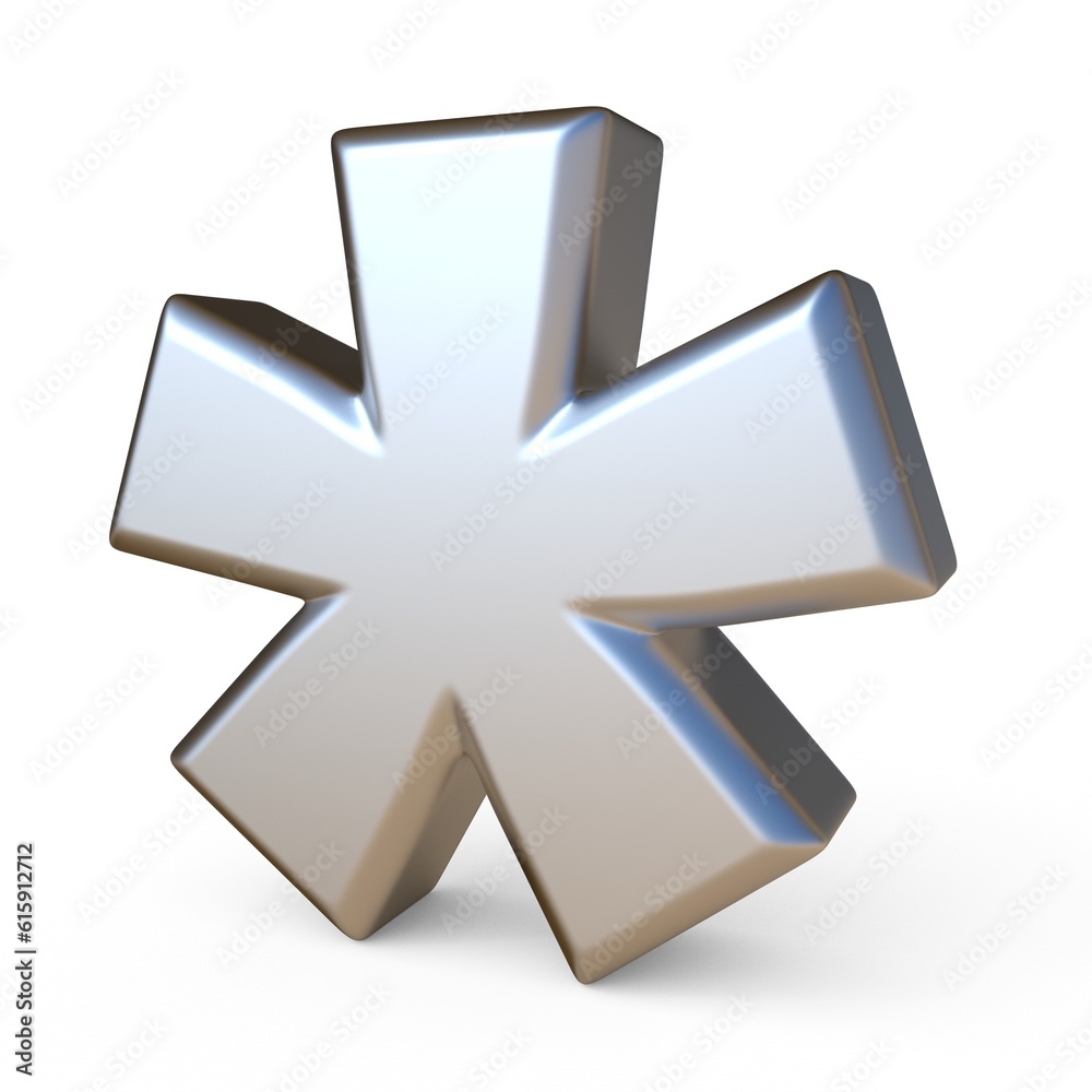 Metal font ASTERISK 3D render illustration isolated on white background Metal font ASTERISK 3D render illustration isolated on white background