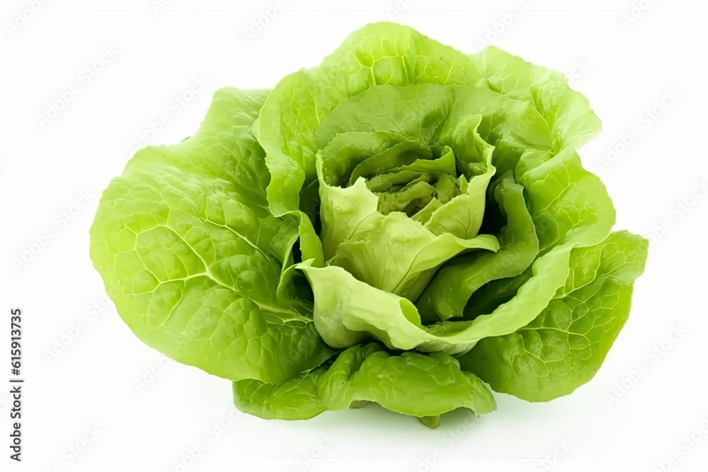 a fresh green lettuce head captured through generative AI technology a fresh green lettuce head captured through generative AI technology