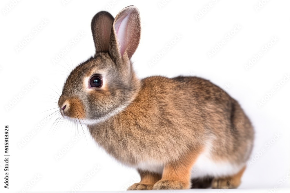 a cute brown rabbit sitting on a pristine white surface, generated by an AI algorithm a cute brown rabbit sitting on a pristine white surface, generated by an AI algorithm