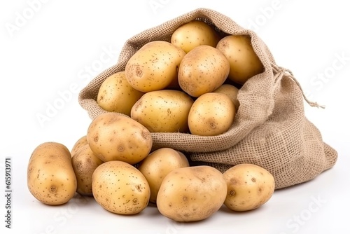a bag of potatoes on a white background created by generative AI
