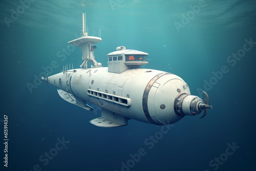White submarine underwater